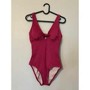 Kona Sol | NWOT Mauve One Piece Tie Front Textured Swimsuit